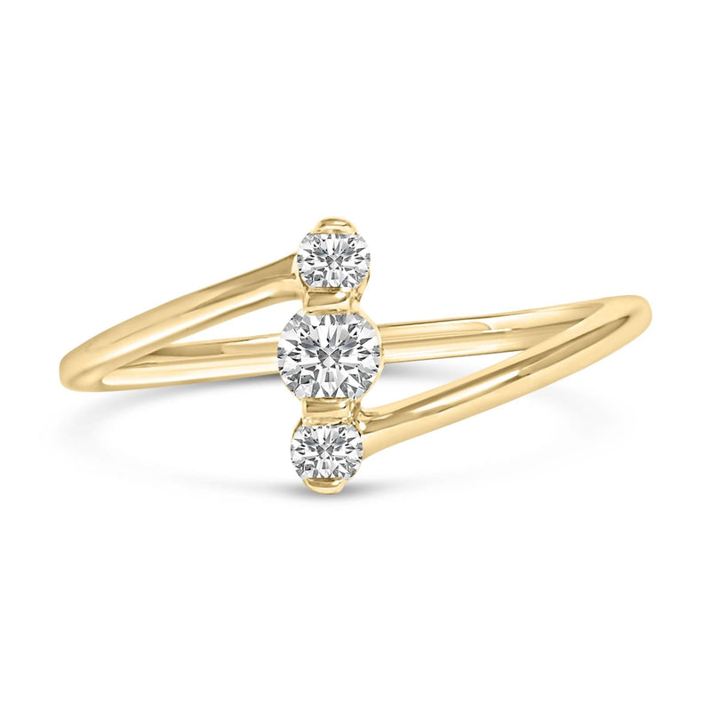 10K Gold 1/4 Cttw Lab Grown Diamond Vertical Three Stone Ring 10K gold three stone ring with 3 vertical lab grown diamond stones