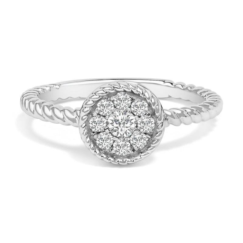Sterling Silver 1/4 Cttw Diamond Floral Round Braided Ring 925 sterling silver ring with round diamond stones in braided floral design