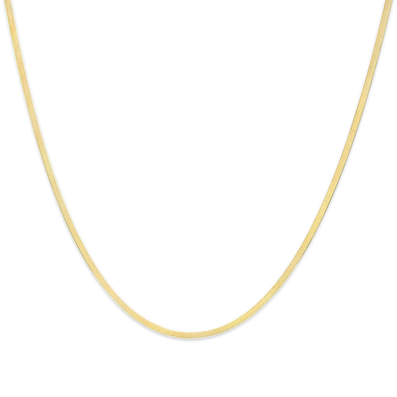 Unisex Solid 14K Gold 2.8mm Imperial Herringbone Chain Necklace 14K gold herringbone chain necklace with flat 2.8mm woven links