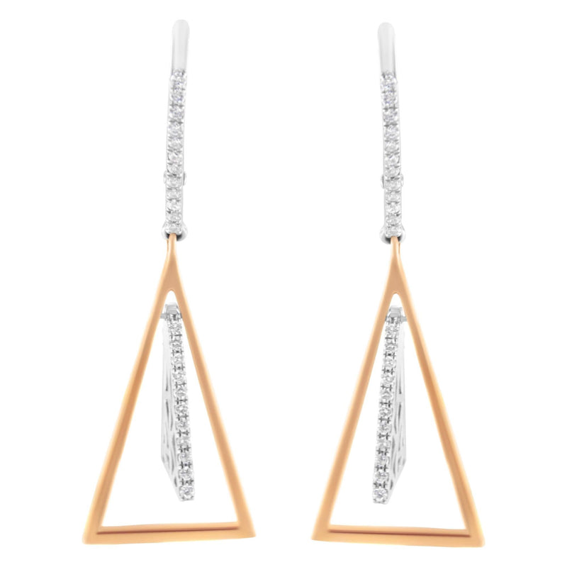 14K Rose and White Gold 3/8 Cttw Diamond Windchime Drop and Dangle Earring (G-H Color, SI1-SI2 Clarity) 14K white gold windchime drop earrings with round diamond stones