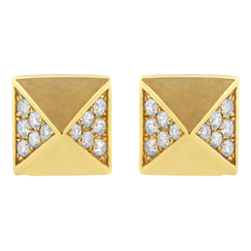14K Yellow Gold 1/4 Cttw Diamond Pyramid Stud Earring (G-H Color, SI1-SI2 Clarity) 14K yellow gold pyramid stud earrings with round diamond accents