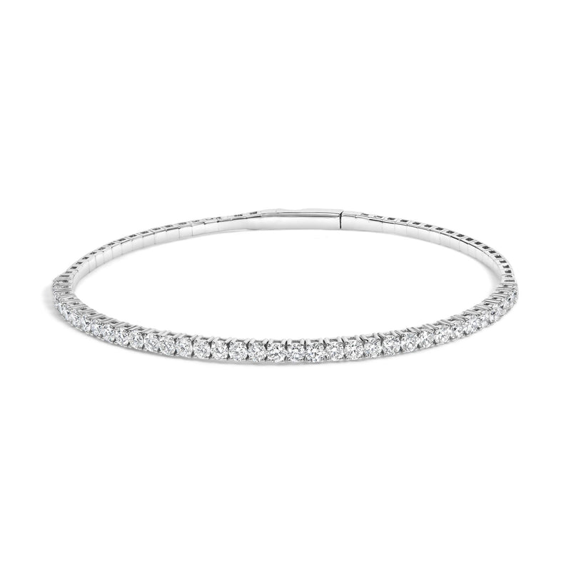 14K White Gold 2 Cttw Round Diamond Flexible Tennis Bangle Bracelet