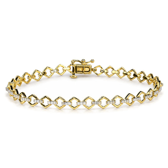 Yellow Gold Vermeil 1/4 Cttw Diamond Geometric Link Bracelet-0