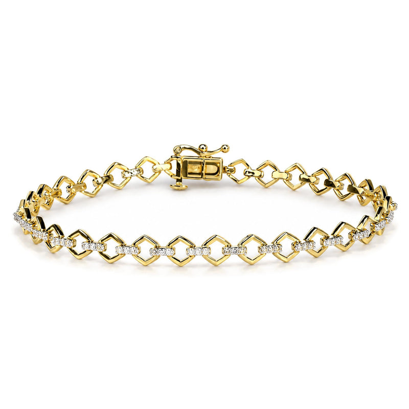 Yellow Gold Vermeil 1/4 Cttw Diamond Geometric Link Bracelet Yellow Gold Vermeil 1/4 Cttw Diamond Geometric Link Bracelet-0