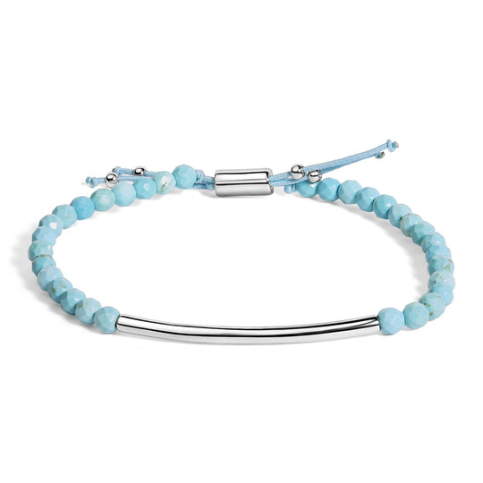 Sterling Silver Turquoise Beads Station Bracelet with Bolo Clasp-0