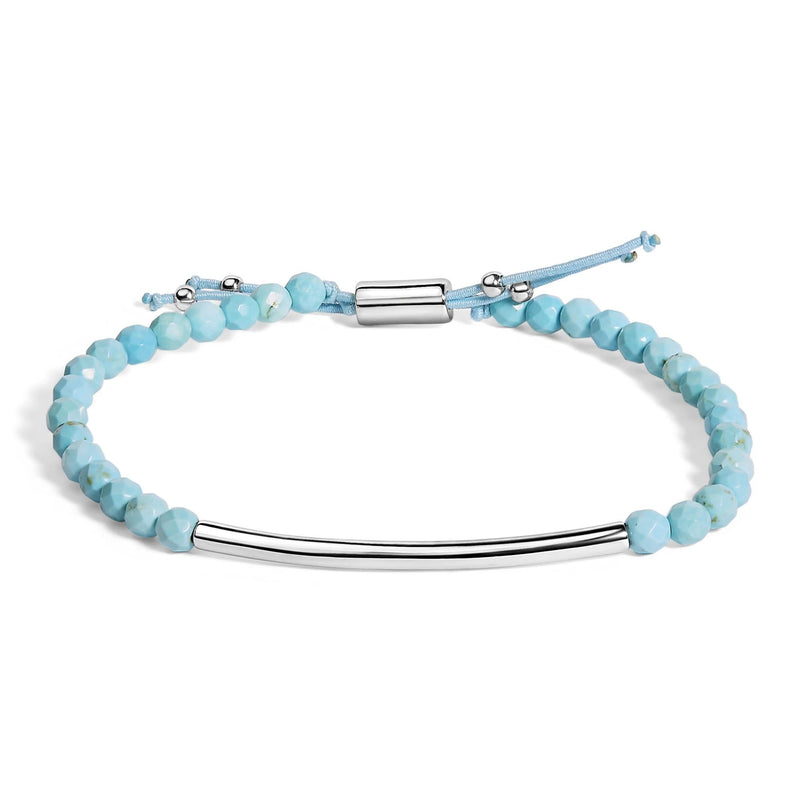 Sterling Silver Turquoise Beads Station Bracelet with Bolo Clasp Sterling Silver Turquoise Beads Station Bracelet with Bolo Clasp-0