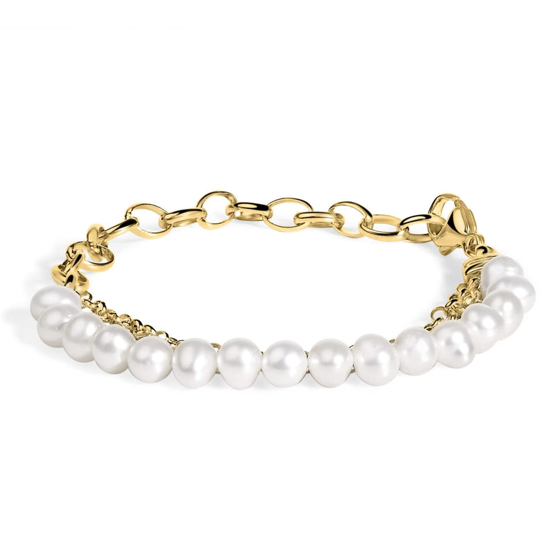 18K Yellow Gold Vermeil Cultured Pearl Station Link Bracelet 18K Yellow Gold Vermeil Cultured Pearl Station Link Bracelet-0
