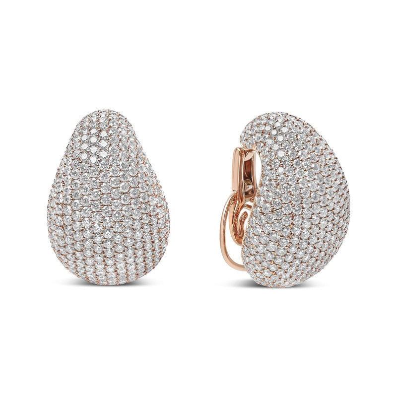 18K Rose Gold 13 1/5 Cttw Micro-Pave Diamond Sculptural Design Statement Omega Back Earrings (G-H Color, SI1-SI2 Clarity) 18K rose gold ring with micro-pave diamond stones in sculptural design
