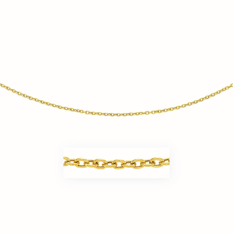 3.5mm 14k Yellow Gold Pendant Chain with Textured Links 3.5mm 14k Yellow Gold Pendant Chain with Textured Links