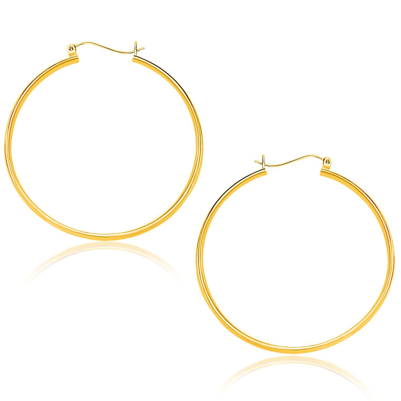 14k Yellow Gold Polished Hoop Earrings (40mm) 14k Yellow Gold Polished Hoop Earrings (40mm)