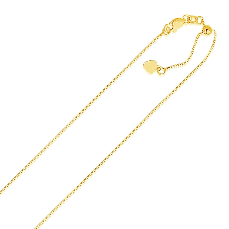 14k Yellow Gold Adjustable Box Chain 0.7mm 14K yellow gold adjustable box chain 0.7mm fine link necklace