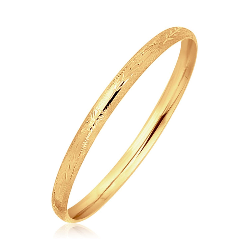 14k Yellow Gold Dome Style Children's Bangle with Diamond Cuts 14k Yellow Gold Dome Style Children's Bangle with Diamond Cuts