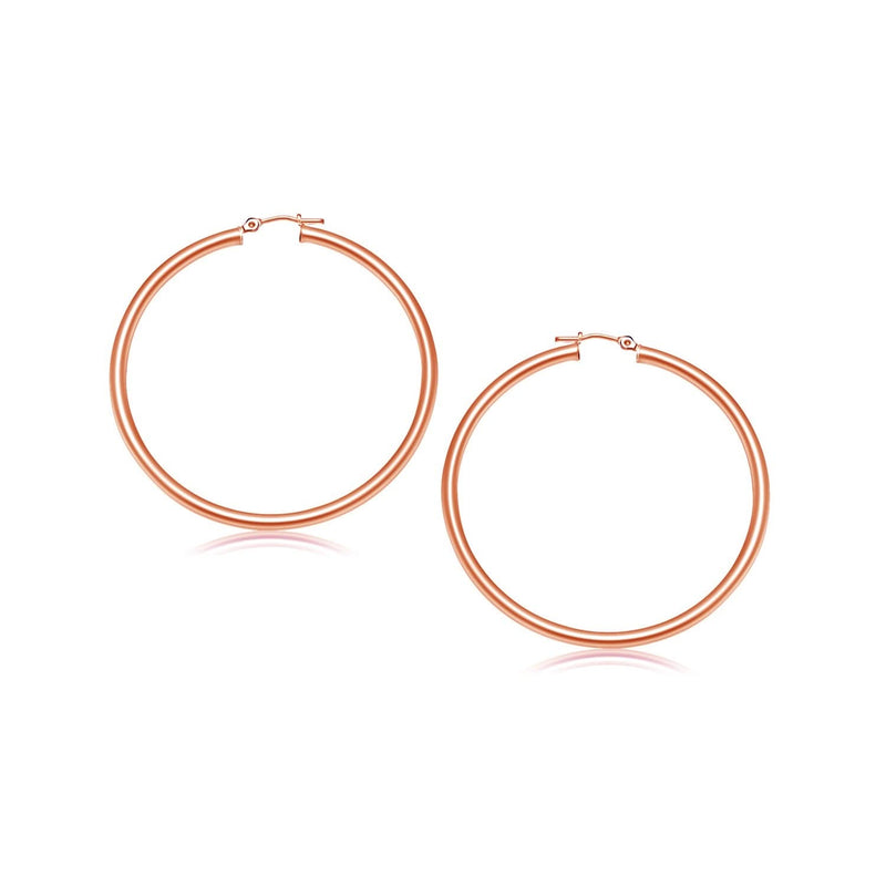14k Rose Gold Polished Hoop Earrings (25 mm) 14K rose gold polished hoop earrings, 25 mm, mirror finish