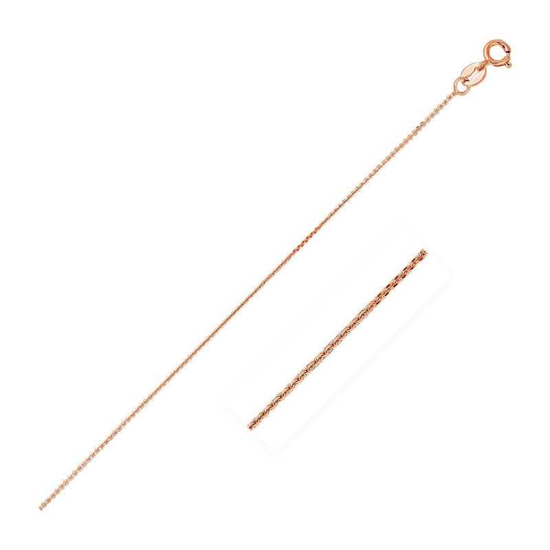 14k Pink Gold Diamond Cut Cable Link Chain 0.8mm 14k Pink Gold Diamond Cut Cable Link Chain 0.8mm