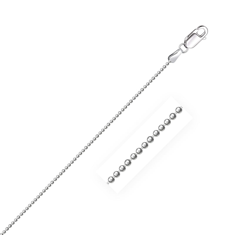 14k White Gold Diamond-Cut Bead Chain 1.2mm 14k White Gold Diamond-Cut Bead Chain 1.2mm