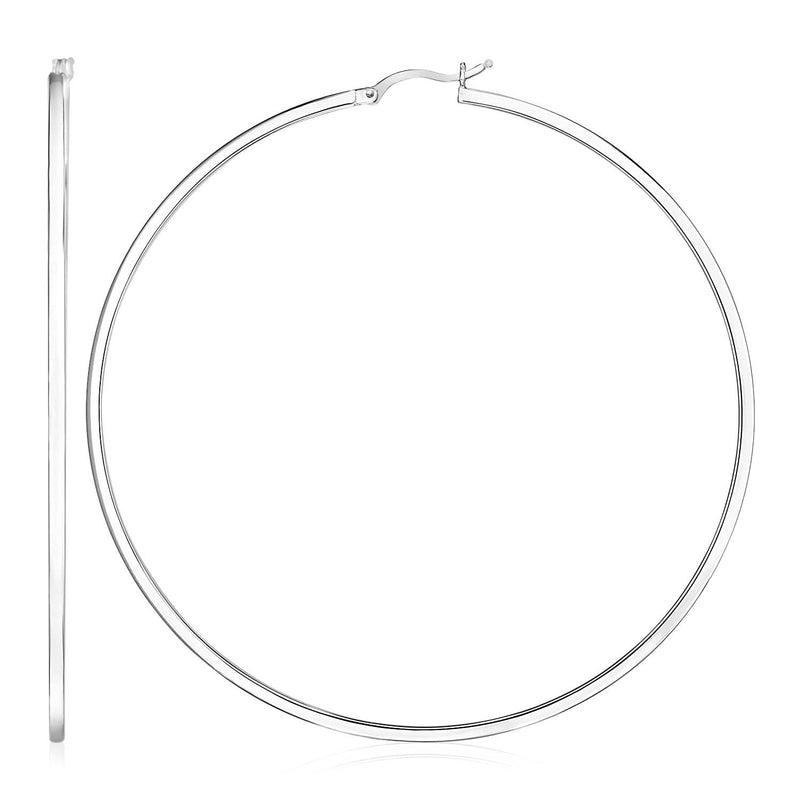 Sterling Silver Large Rectangular Profile Polished Hoop Earrings 925 sterling silver large rectangular profile polished hoop earrings