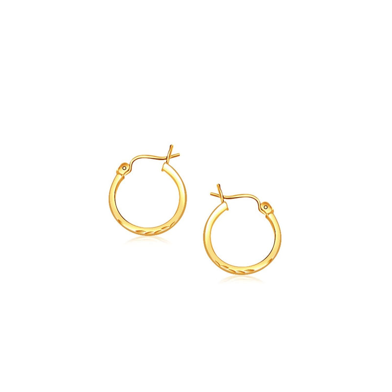 14k Yellow Gold Slender Hoop Earring with Diamond-Cut Finish (15mm Diameter) 14k Yellow Gold Slender Hoop Earring with Diamond-Cut Finish (15mm Diameter)