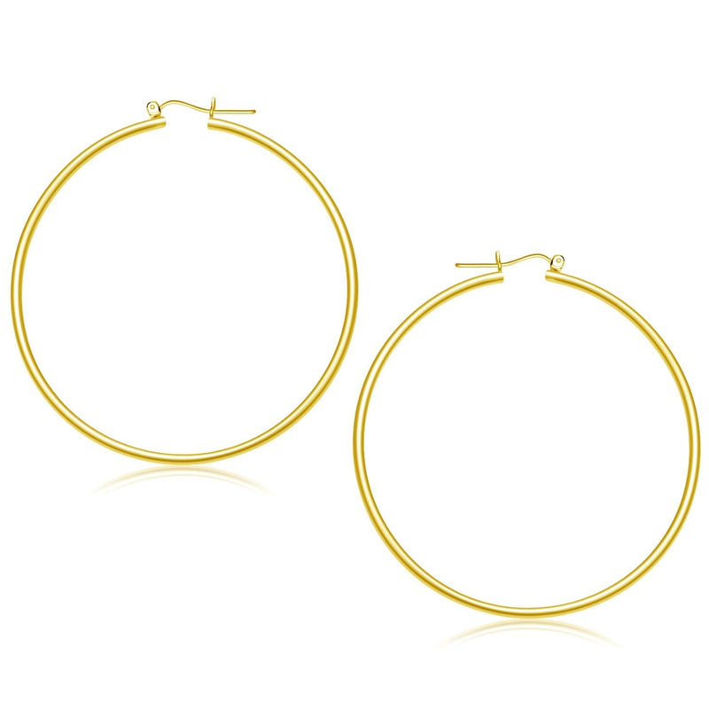 14k Yellow Gold Polished Hoop Earrings (55 mm) 14k Yellow Gold Polished Hoop Earrings (55 mm)