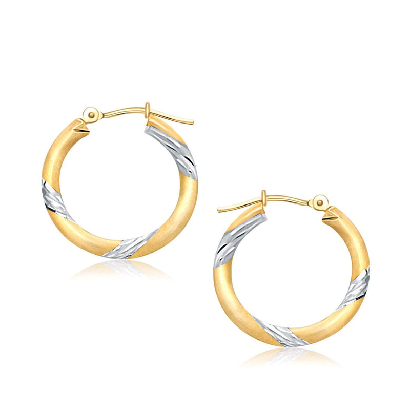 14k Two Tone Gold Polished Hoop Earrings (20 mm) 14k Two Tone Gold Polished Hoop Earrings (20 mm)