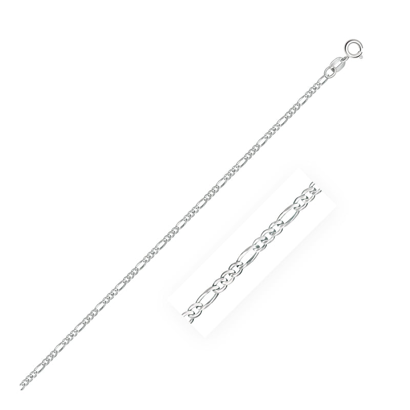 14k White Gold Solid Figaro Chain 1.9mm 14K white gold Figaro chain 1.9mm with alternating flat and round links