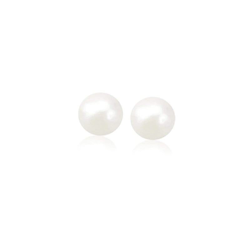14k Yellow Gold Freshwater Cultured White Pearl Stud Earrings (6.0 mm) 14K yellow gold stud earrings with 6.0 mm white freshwater pearl stones