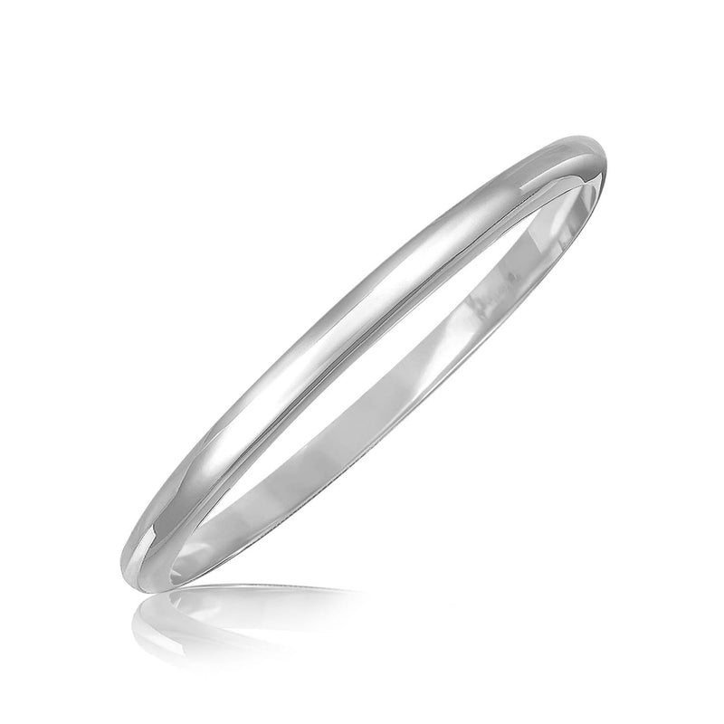 Sterling Silver Rhodium Plated Slim Dome Motif Bangle 925 sterling silver rhodium plated slim dome slip-on bangle bracelet