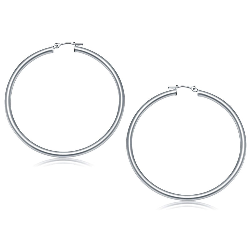 14k White Gold Polished Hoop Earrings (50 mm) 14k White Gold Polished Hoop Earrings (50 mm)