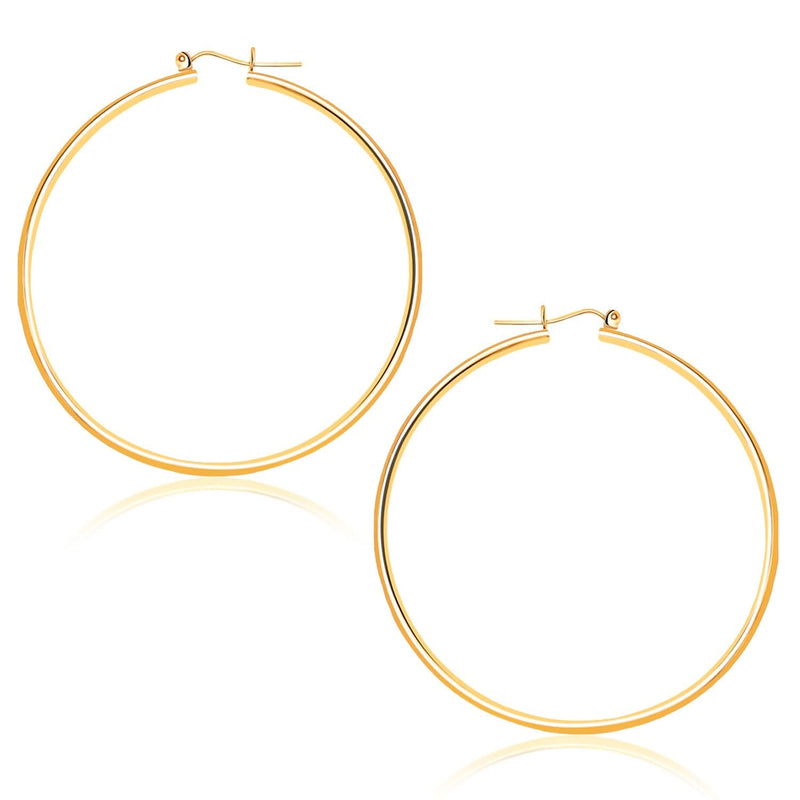 14k Yellow Gold Polished Hoop Earrings (45 mm) 14k Yellow Gold Polished Hoop Earrings (45 mm)