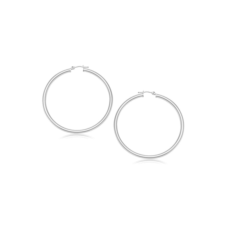 14k White Gold Polished Hoop Earrings (2- mm) 14K white gold polished 2 mm hoop earrings with no stones
