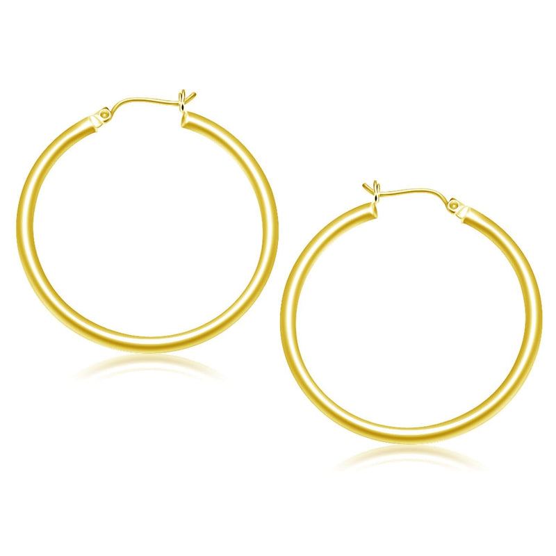 14k Yellow Gold Polished Hoop Earrings (40 mm) 14K yellow gold polished hoop earrings 40 mm with no stones