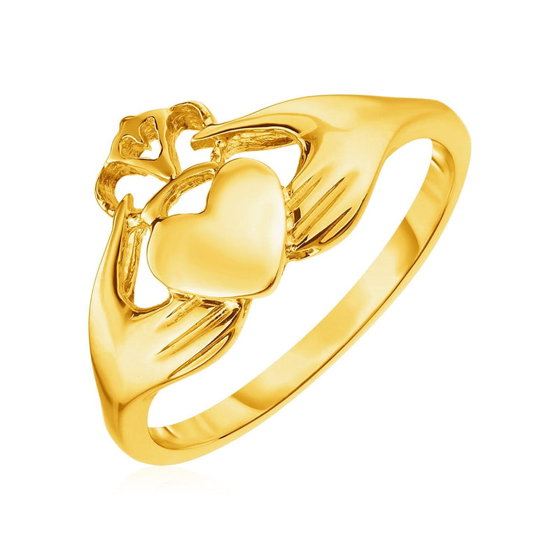 14k Yellow Gold Claddagh Ring 14K yellow gold Claddagh ring with carved hands, heart, and crown design