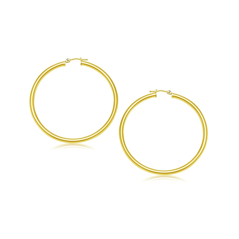 14k Yellow Gold Polished Hoop Earrings (25 mm) 14K yellow gold polished hoop earrings, 25 mm round tube profile