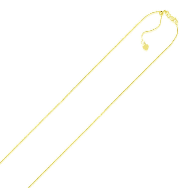 14k Yellow Gold Adjustable Cable Chain 0.9mm 14k Yellow Gold Adjustable Cable Chain 0.9mm