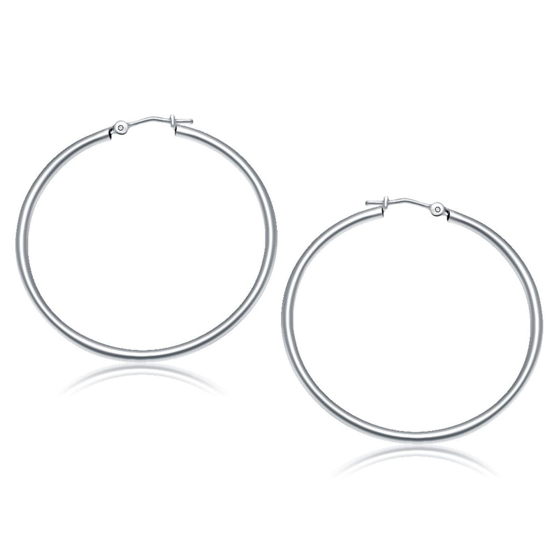 14k White Gold Polished Hoop Earrings (40 mm) 14k White Gold Polished Hoop Earrings (40 mm)