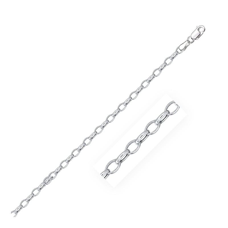 3.2mm 14k White Gold Oval Rolo Chain 3.2mm 14k White Gold Oval Rolo Chain