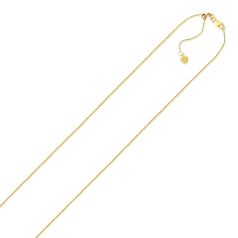 10k Yellow Gold Adjustable Cable Chain 0.9mm 10K yellow gold adjustable cable chain 0.9mm with fine round links