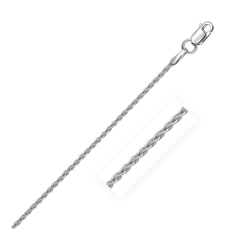 Sterling Silver Rhodium Plated Wheat Chain 1.3mm Sterling Silver Rhodium Plated Wheat Chain 1.3mm