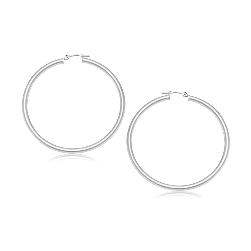 14k White Gold Polished Hoop Earrings (30 mm) 14K white gold polished hoop earrings, 30 mm round