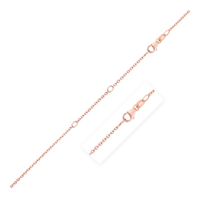 Double Extendable Cable Chain in 14k Rose Gold (1.2mm) 14K rose gold cable chain in a fine 1.2mm double extendable design