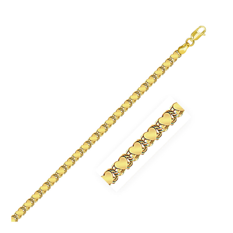 3.3mm 14k Yellow Gold Heart Chain 3.3mm 14k Yellow Gold Heart Chain