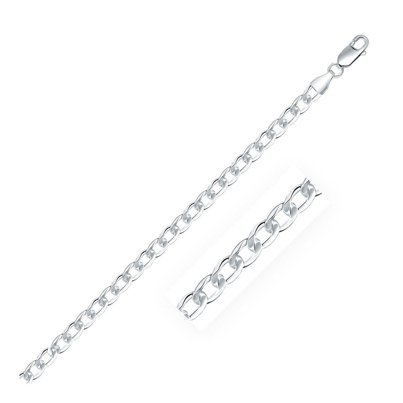 Rhodium Plated 4.7mm Sterling Silver Curb Style Chain Rhodium Plated 4.7mm Sterling Silver Curb Style Chain