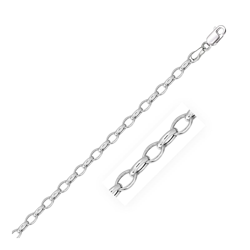 4.6mm 14k White Gold Oval Rolo Bracelet 4.6mm 14k White Gold Oval Rolo Bracelet