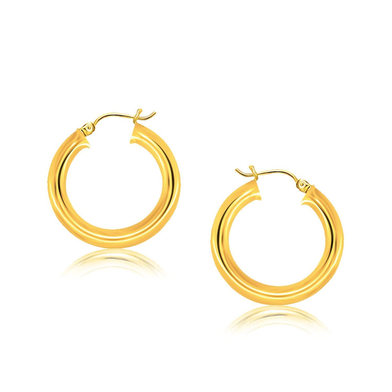 14k Yellow Gold Polished Hoop Earrings (30 mm) 14K yellow gold polished hoop earrings, 30 mm rounded tube profile