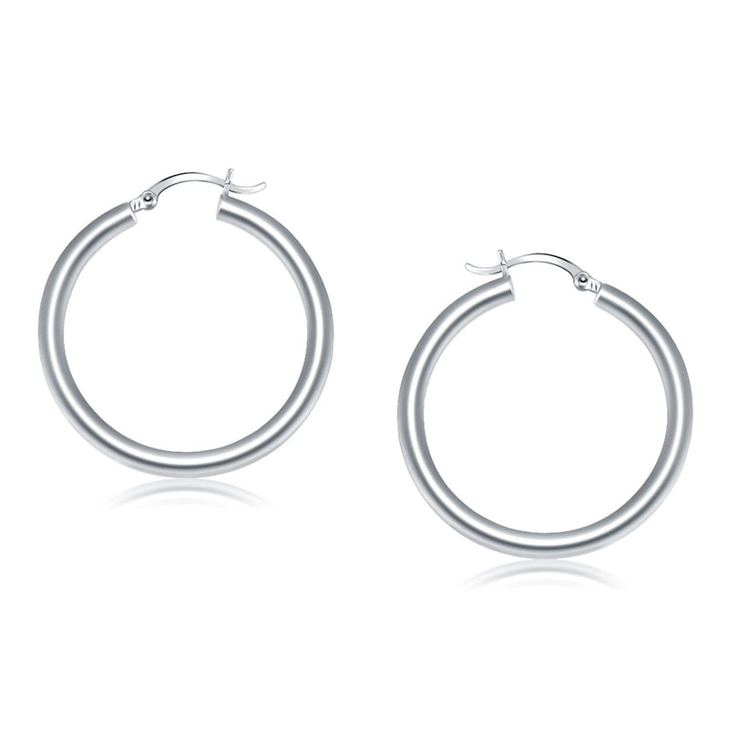 14k White Gold Polished Hoop Earrings (40 mm) 14K white gold polished 40 mm hoop earrings with no stones