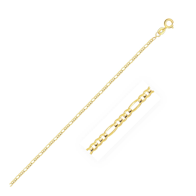 14k Yellow Gold Solid Figaro Chain 1.3mm 14k Yellow Gold Solid Figaro Chain 1.3mm