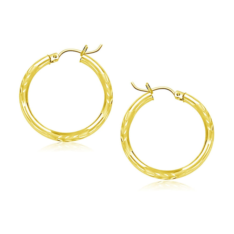 14k Yellow Gold Diamond Cut Hoop Earrings (20mm) 14k Yellow Gold Diamond Cut Hoop Earrings (20mm)
