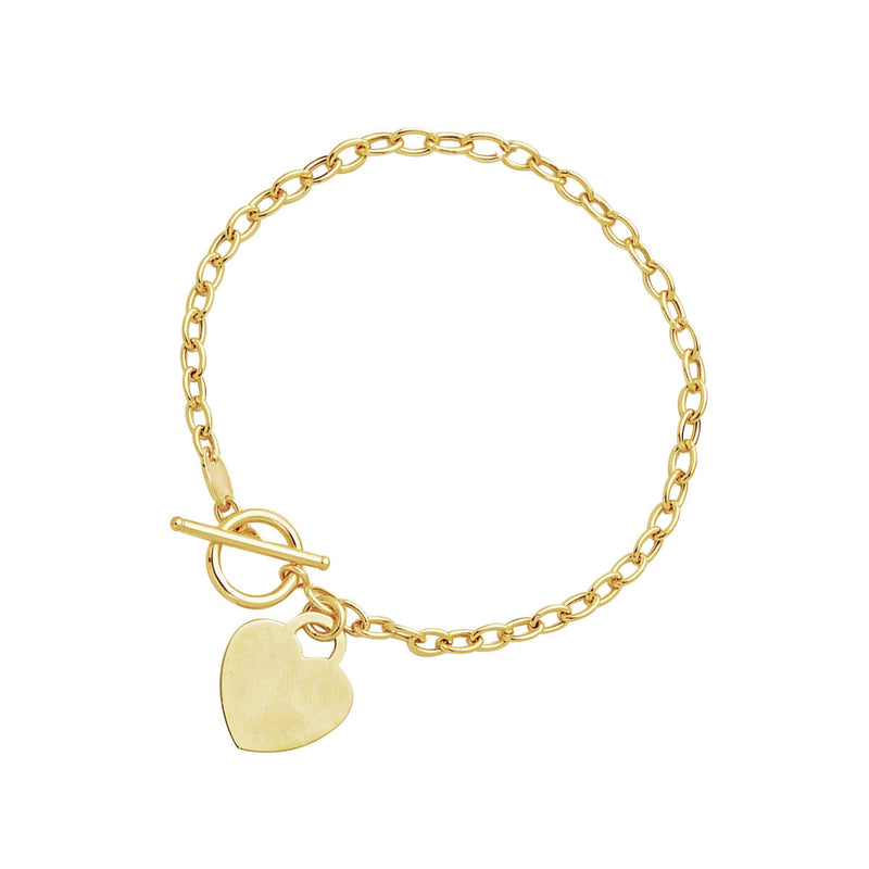 Toggle Bracelet with Heart Charm in 14k Yellow Gold Toggle Bracelet with Heart Charm in 14k Yellow Gold