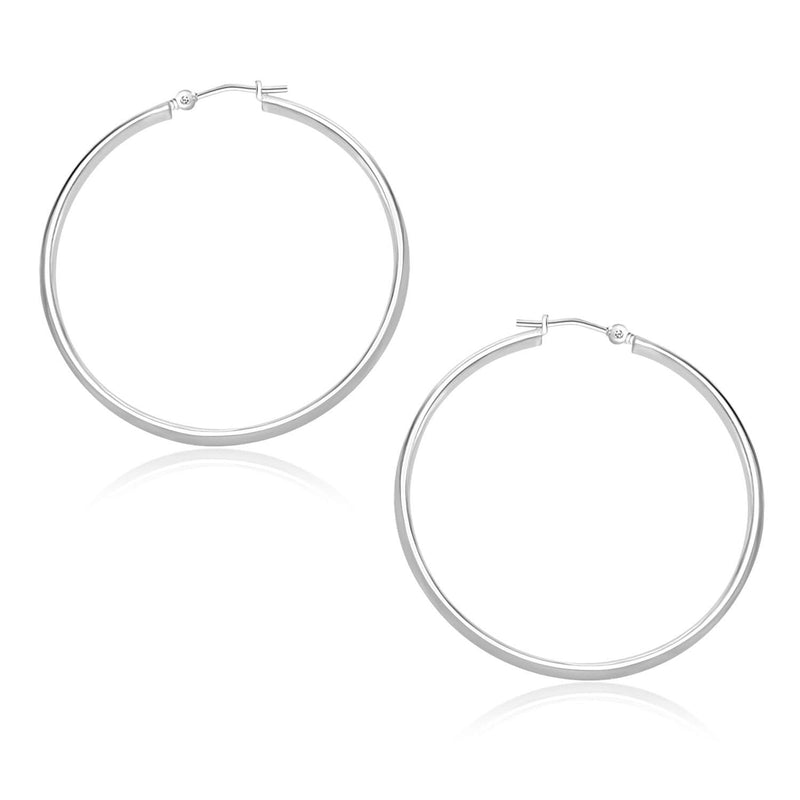 14k White Gold Polished Hoop Earrings (30mm) 14k White Gold Polished Hoop Earrings (30mm)