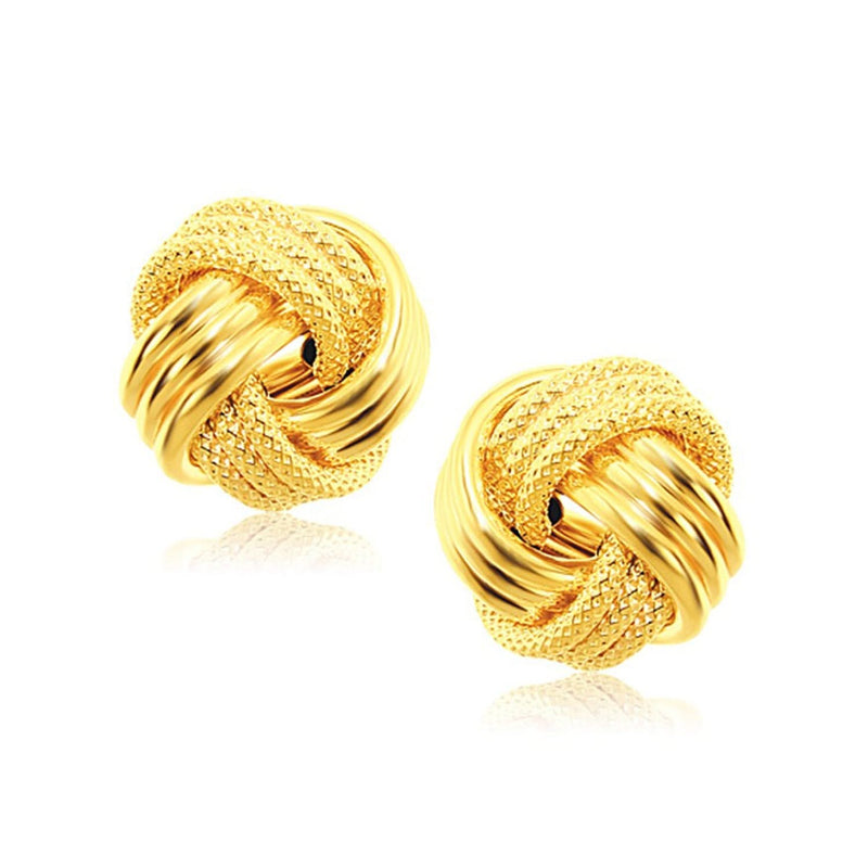 14k Yellow Gold interweaved Love Knot Stud Earrings 14K yellow gold interweaved love knot stud earrings with polished finish