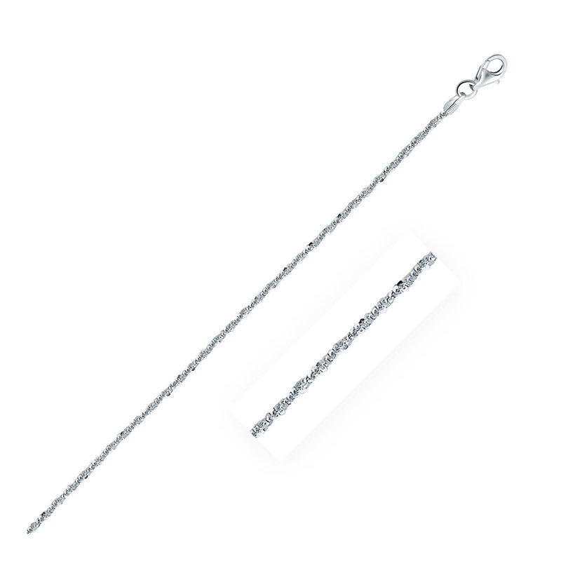 Rhodium Plated 1.7mm Sterling Silver Sparkle Style Chain Rhodium Plated 1.7mm Sterling Silver Sparkle Style Chain